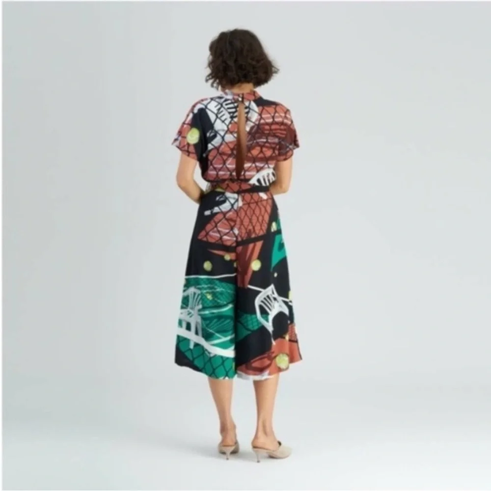 Tomcsanyi Budapest Court Print Kimono Jumpsuit Medium - Picture 8 of 10